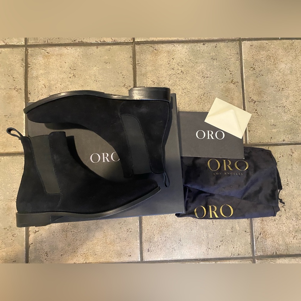 Black Suede Chelsea Boot by Oro Boots.